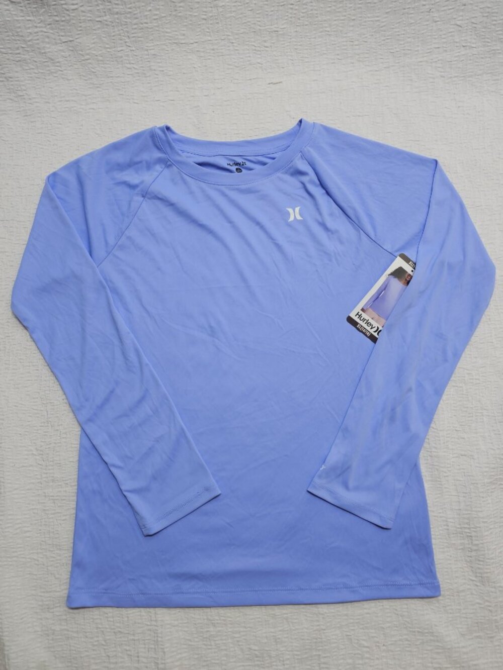 Hurley Girls Crewneck  Long Raglan Sleeve Moisture wicking UPF 50+ T-Shirt - Picture 3 of 7